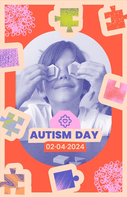 Kostenlose PSD vorlage für ein poster zur feier des tages des autismus