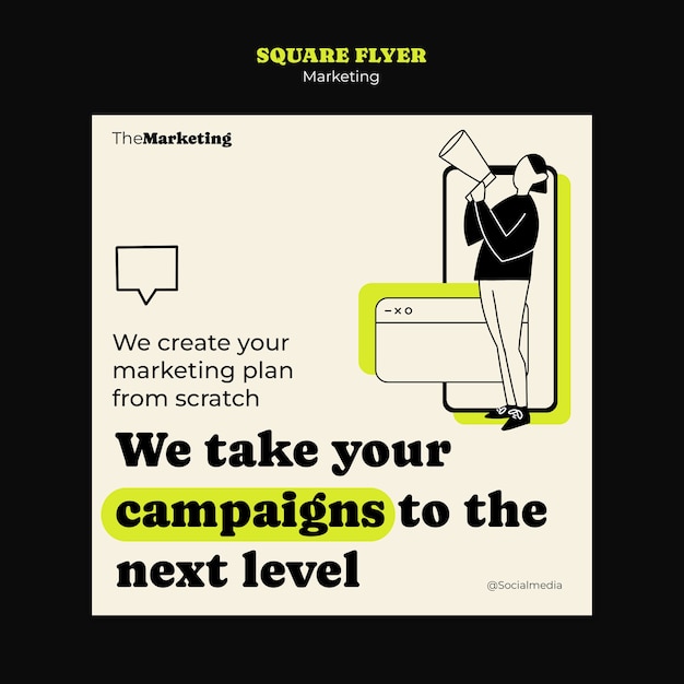 Vorlage für ein viereckiges Flyer für die Marketingstrategie