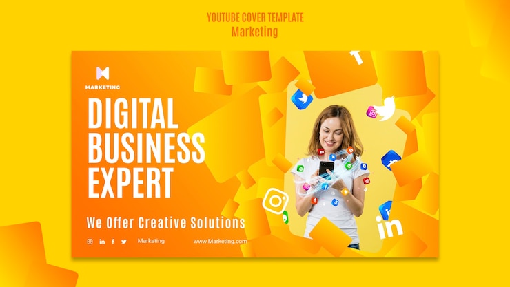Kostenlose PSD vorlage für ein youtube-cover für marketingstrategien