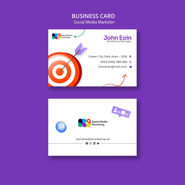 Kostenlose PSD vorlage für eine businesscard für soziale medien mit flacher gestaltung