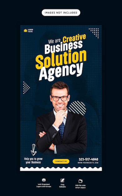 Vorlage für eine digitale Marketingagentur und eine Facebook- und Instagram-Story-Vorlage für Unternehmen