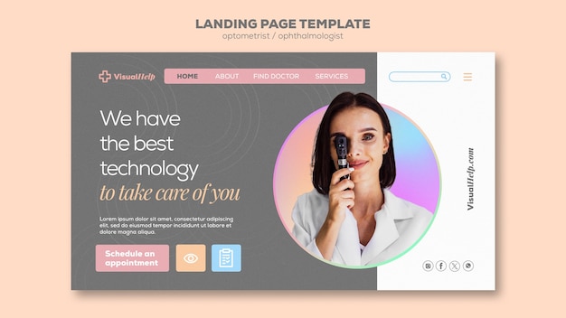 Vorlage für eine Landingpage für die Karriere eines Optikers