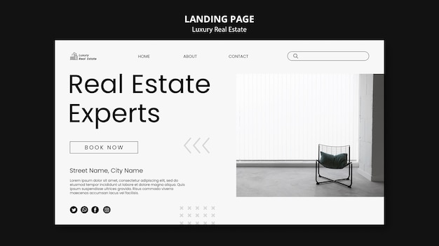 Kostenlose PSD vorlage für eine landingpage für luxusimmobilien