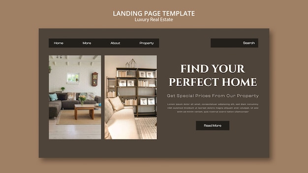 Kostenlose PSD vorlage für eine landingpage für luxusimmobilien