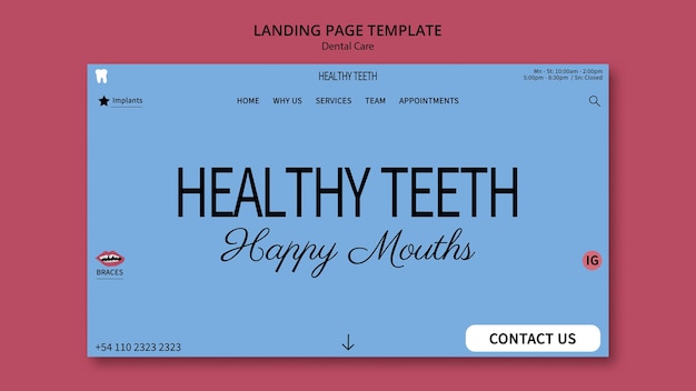 Kostenlose PSD vorlage für eine landingpage für zahnpflege