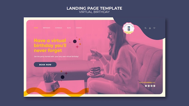 Vorlage für eine virtuelle geburtstags-landingpage