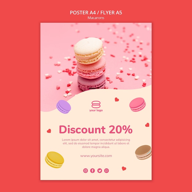 Vorlage für Flyer mit Macarons