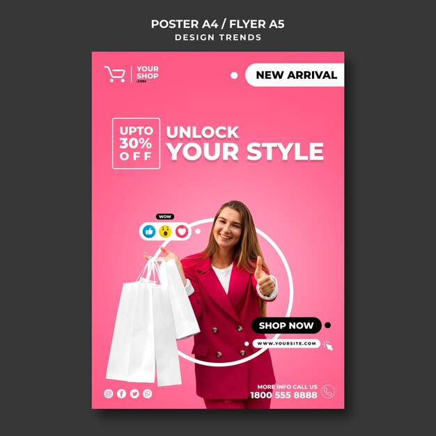 Vorlage für Flyer-Shopping-Frau