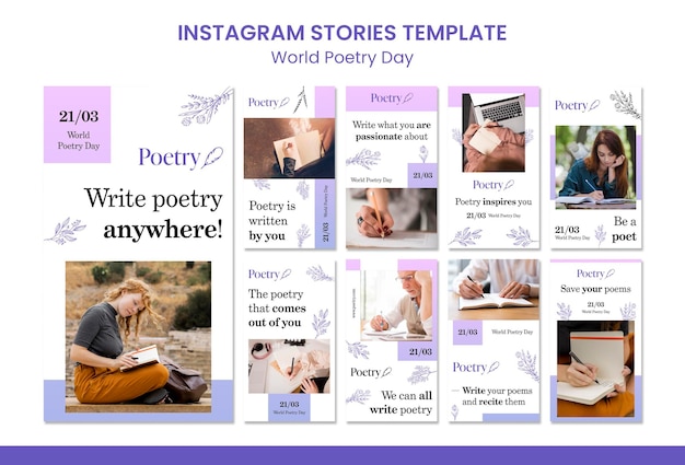 Vorlage für geschichten des weltpoesietag-konzept-instagram