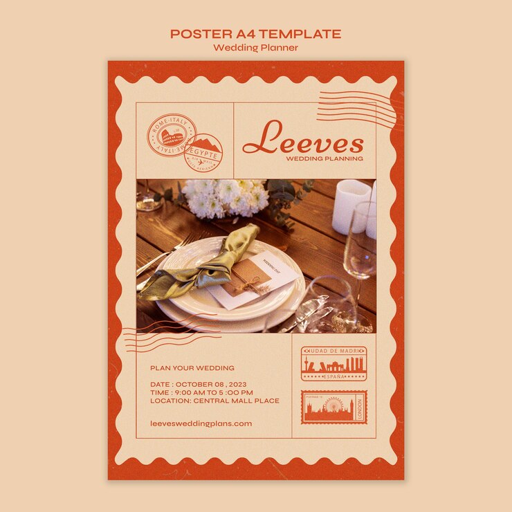 Kostenlose PSD vorlage für hochzeitsplaner-poster