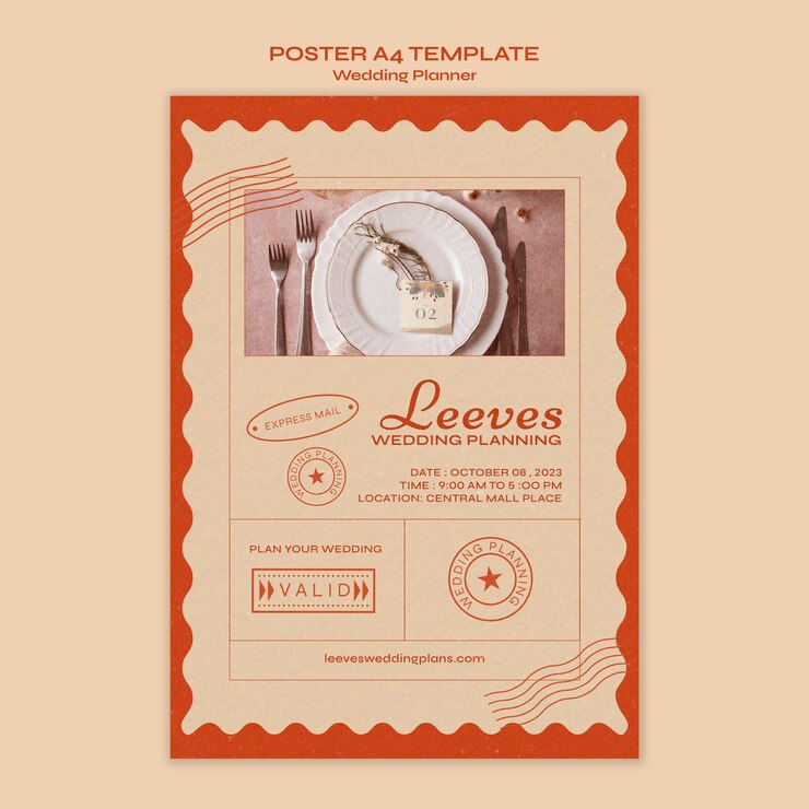 Kostenlose PSD vorlage für hochzeitsplaner-poster