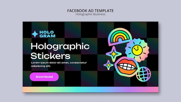 Kostenlose PSD vorlage für holografische aufkleber im flachen design