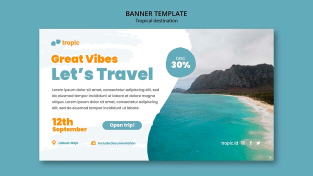 Vorlage für horizontale Bannervorlagen für tropische Zielreisen