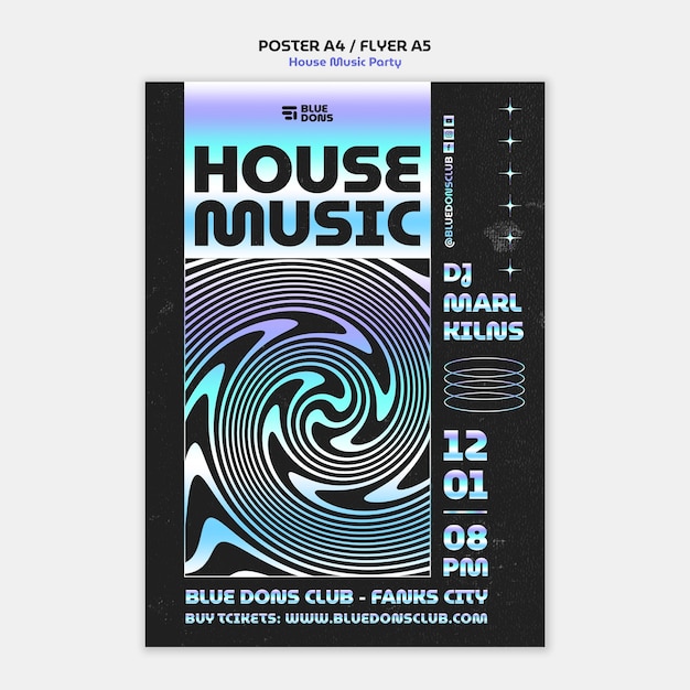 Kostenlose PSD vorlage für house-musik-party-poster