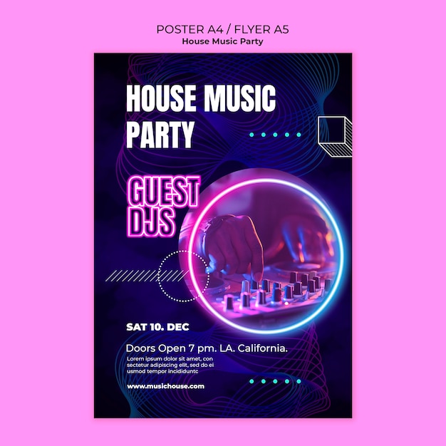 Kostenlose PSD vorlage für house-musik-party-poster