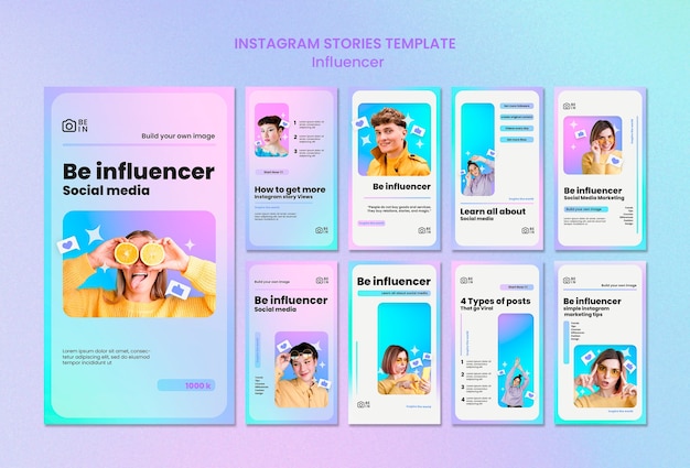 Vorlage für Influencer-Instagram-Geschichten mit Farbverlauf