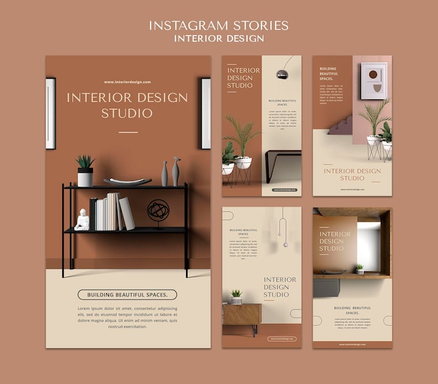 Vorlage für Insta-Storys für Innenarchitektur