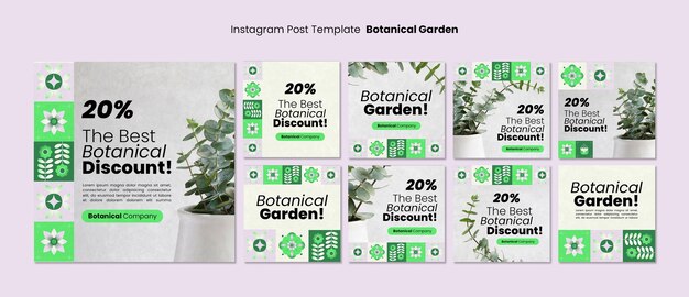 Vorlage für instagram-beiträge des botanischen gartens