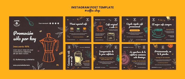 Kostenlose PSD vorlage für instagram-beiträge für coffeeshops