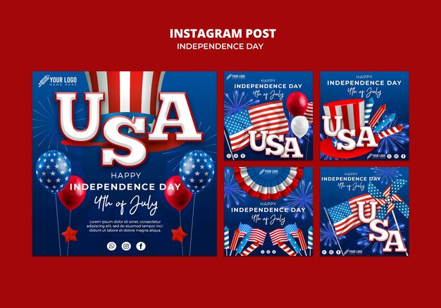 Vorlage für Instagram-Beiträge vom 4. Juli