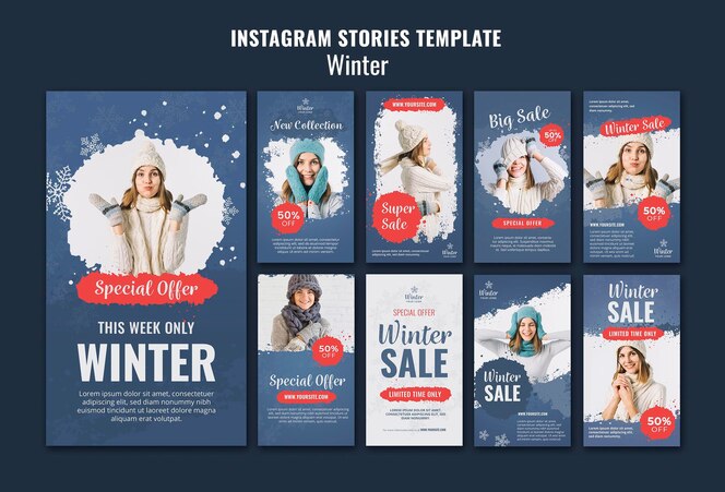 Vorlage für instagram-geschichten für das winterdesign
