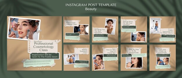 Vorlage für Instagram-Posts der Schönheitsklasse