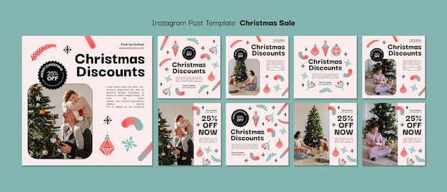 Kostenlose PSD vorlage für instagram-posts für den weihnachtsverkauf