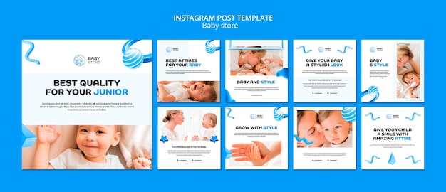 Kostenlose PSD vorlage für instagram-posts im baby-shop