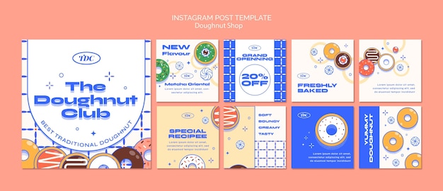 Kostenlose PSD vorlage für instagram-posts im donut-shop
