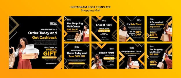 Kostenlose PSD vorlage für instagram-posts im einkaufszentrum