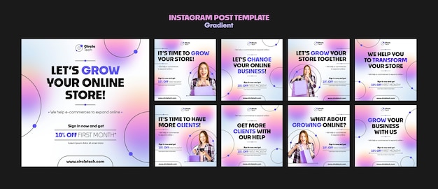 Vorlage für Instagram-Posts mit Farbverlauf