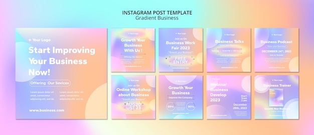 Kostenlose PSD vorlage für instagram-posts mit farbverlauf