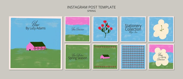 Kostenlose PSD vorlage für instagram-posts mit frühlingskonzept