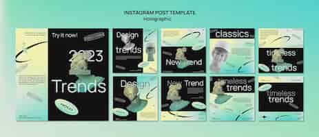 Kostenlose PSD vorlage für instagram-posts mit holografischem effekt