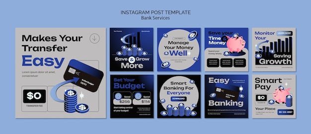 Kostenlose PSD vorlage für instagram-posts von bankdienstleistungen