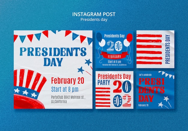Kostenlose PSD vorlage für instagram-posts zum tag des präsidenten