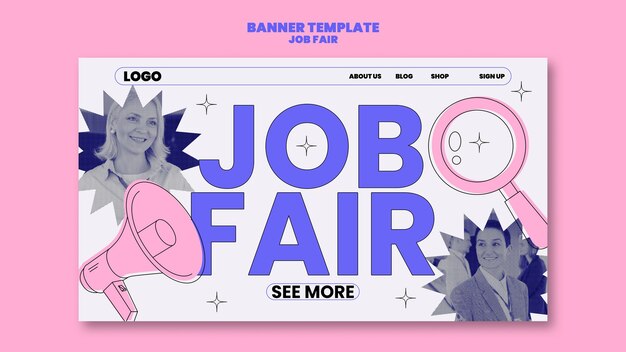 Vorlage für Landingpages von Jobmessen mit flacher Gestaltung