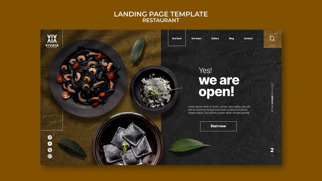 Vorlage für Landingpages von Restaurants mit leckerem Essen
