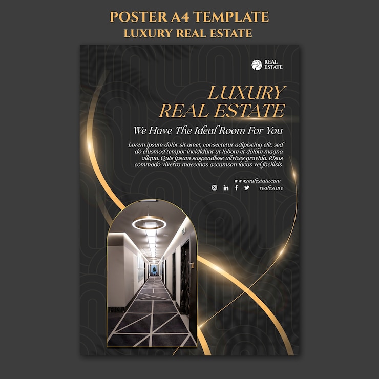 Kostenlose PSD vorlage für luxus-immobilien-poster