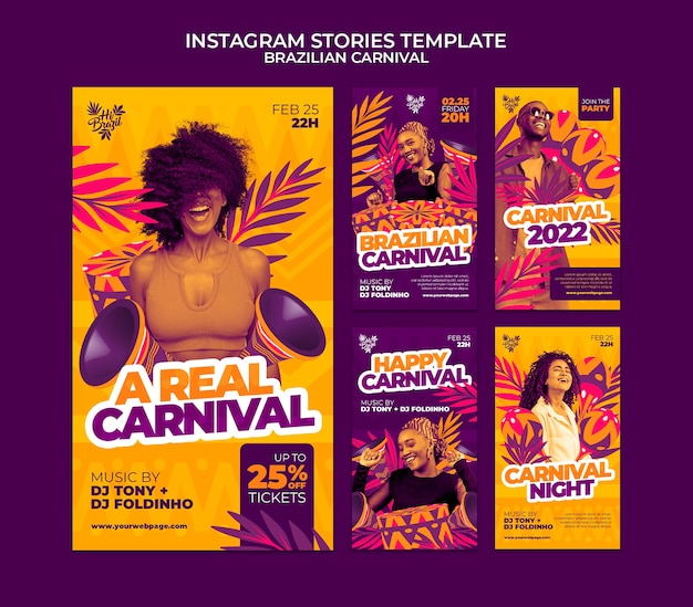 Vorlage für realistische brasilianische karnevals-instagram-geschichten