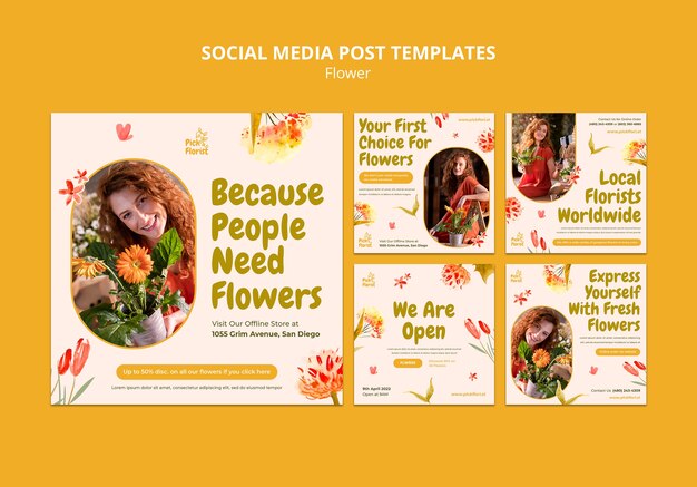 Vorlage für Social-Media-Beiträge im Blumenladen