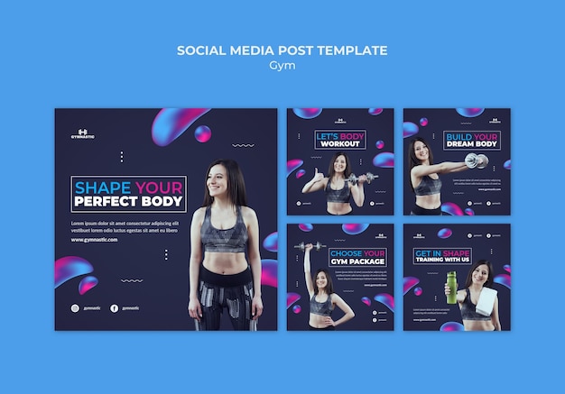 Kostenlose PSD vorlage für social-media-beiträge im fitnessstudio