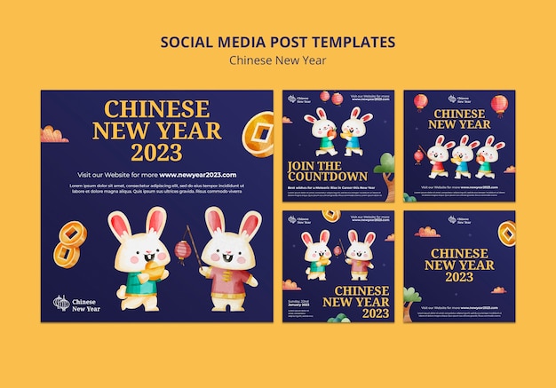 Kostenlose PSD vorlage für social-media-beiträge zum chinesischen neujahr
