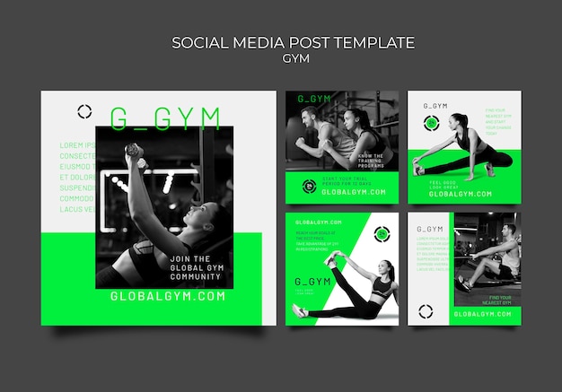 Vorlage für Social-Media-Posts zum Training im Fitnessstudio