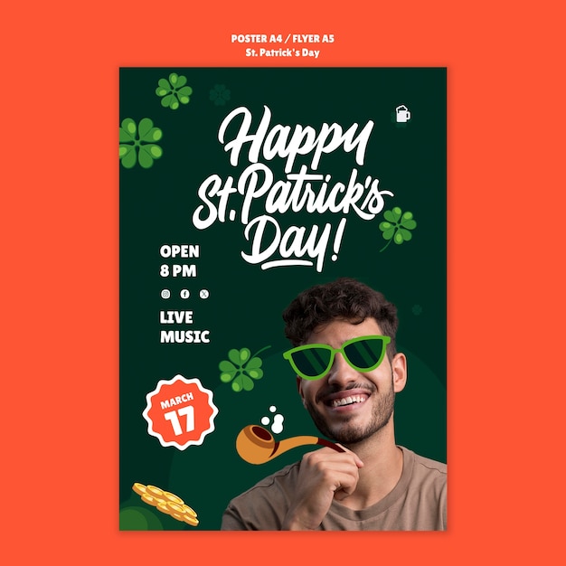 Kostenlose PSD vorlage für st. patrick's day-poster