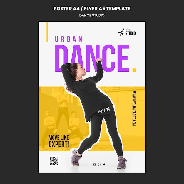 Kostenlose PSD vorlage für tanzkursstudio-poster