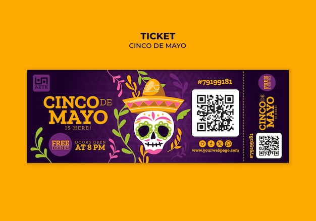 Kostenlose PSD vorlage für tickets zur feier des cinco de mayo