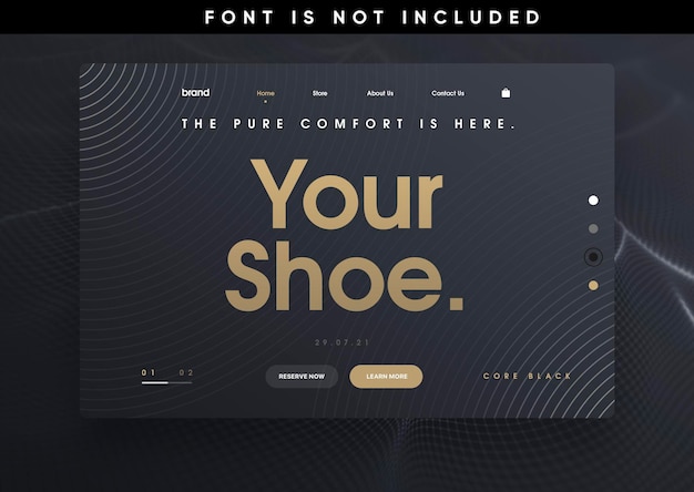 Kostenlose PSD vorlage landing page website schuhe