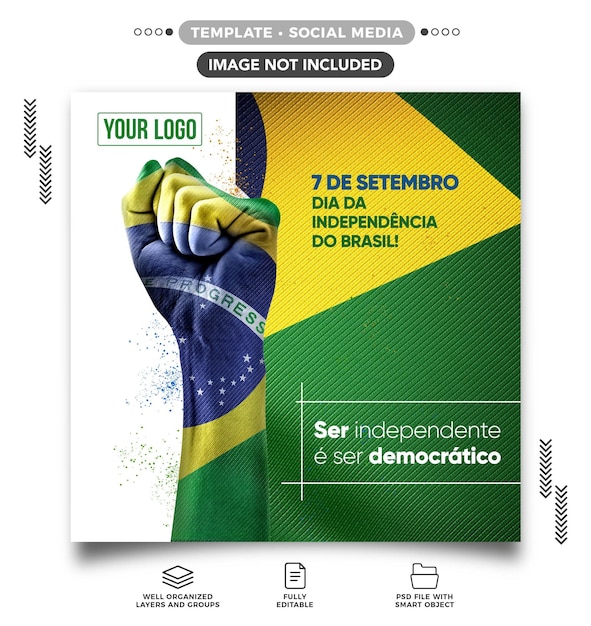 Kostenlose PSD vorlage social-media-feed unabhängigkeit von brasilien