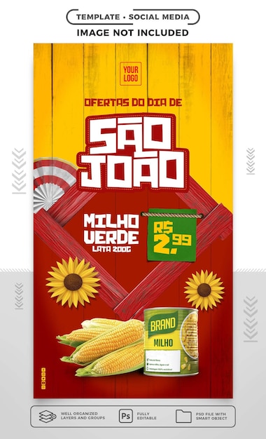 Vorlage Social Media Stories Angebote zum Johannistag für Festa Junina in Brasilien